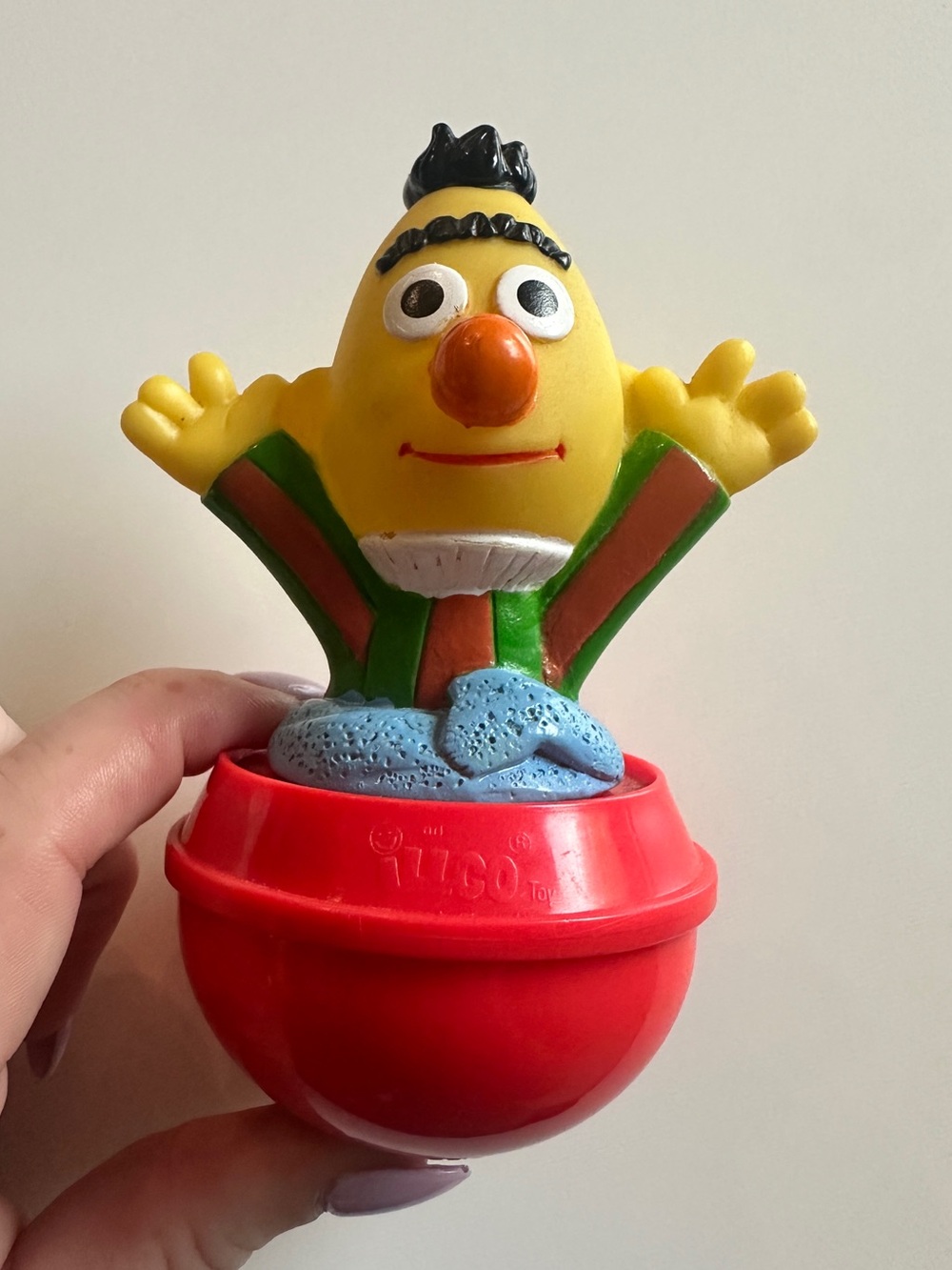 Vintage 1990s Illco Sesame Street Bert Roly Poly Weeble Wobble Toy